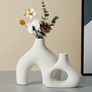 Lot de 2 vases en céramique Blanche pour décoration