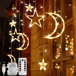Guirlande lumineuse LED Ramadan - 3,5 m - Étoile et lune 