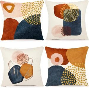 Housse Coussin 40x40 Lot de 4 Coussins Décoratifs Motif Géométrique